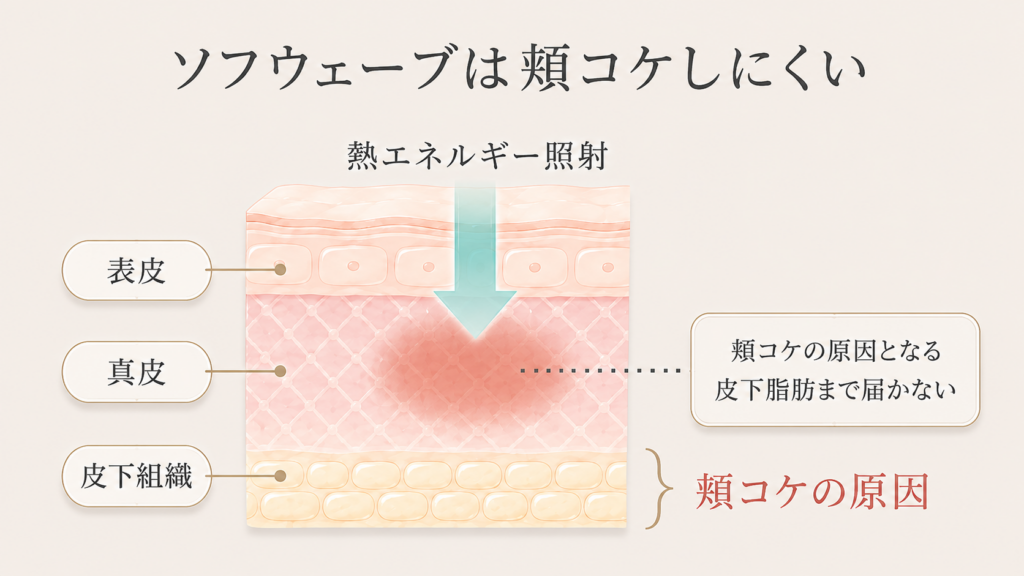 ソフウェーブは頬コケしにくい